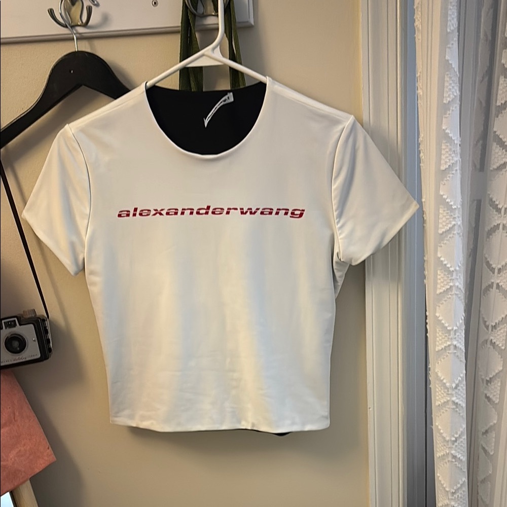 Alexander Wang Cream Tee with Red Logo